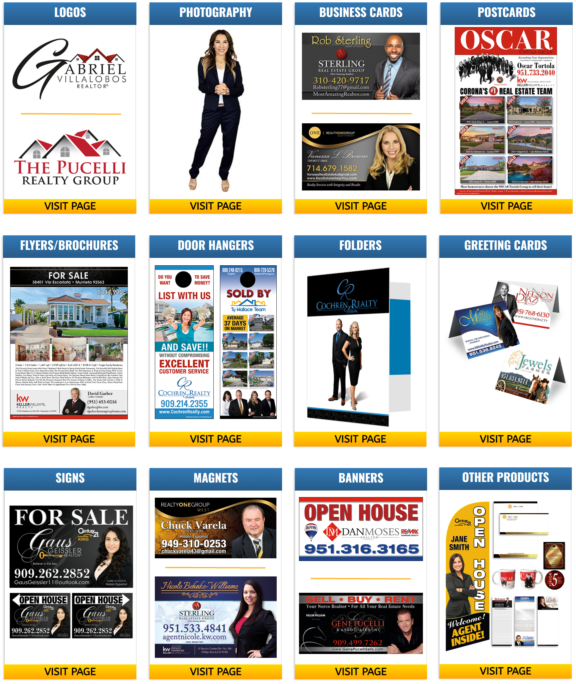 Logos, Photography, Business Cards, Postcards, Flyers, Door Hangers, Signs, Magnets, Banners, Greeting Cards
